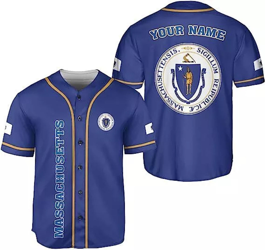 Custom Name Massachusetts Baseball Jersey Shirts Massachusetts Shirts for