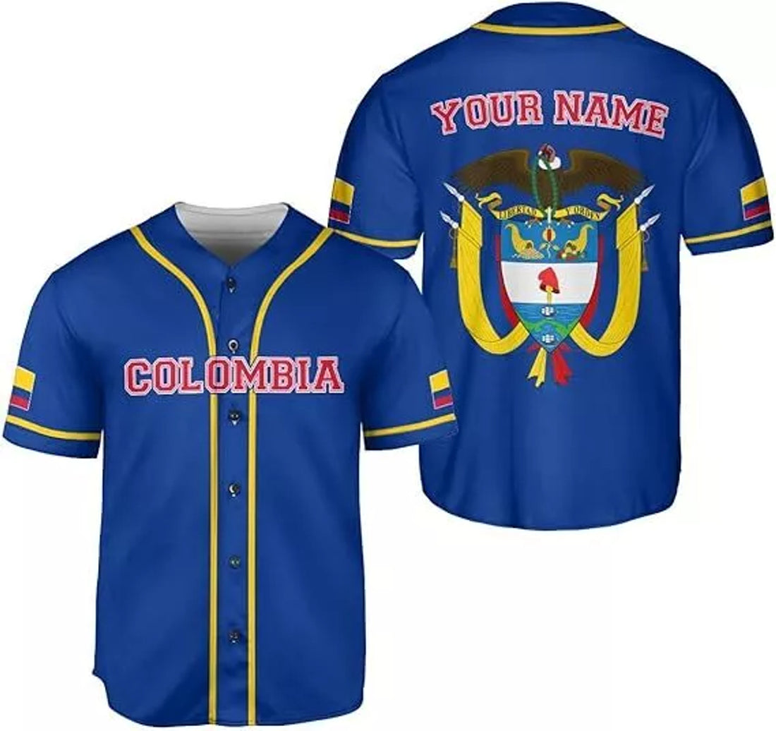 Custom Colombia Baseball Jersey Custom Colombia Flag Jersey Shirts