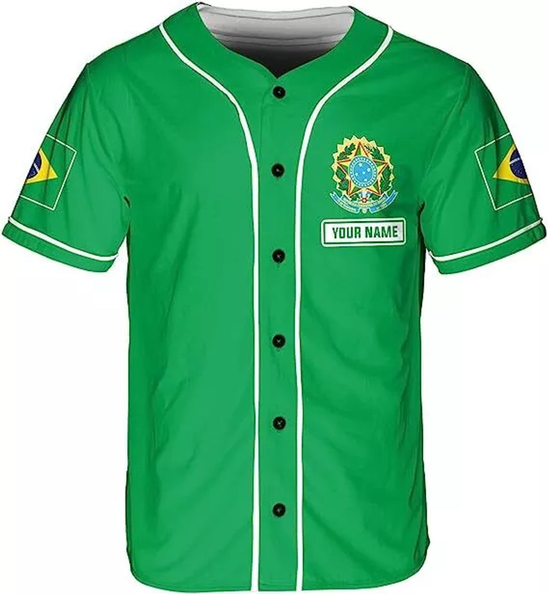 Custom Brazil Baseball Jersey Shirt Brasil Brazilian Flag Bandera Bandeira