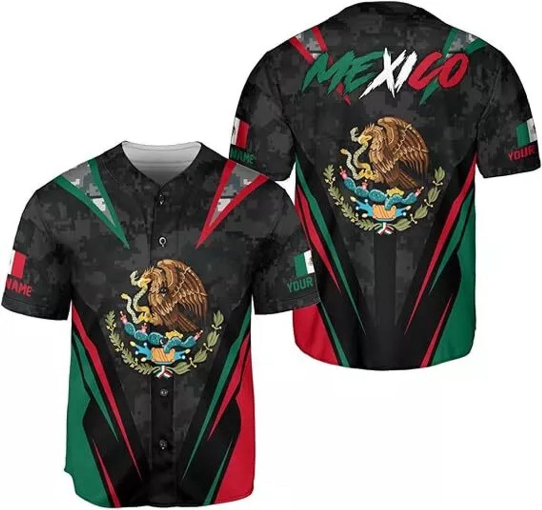 Custom Mexico Flag Baseball Jersey Soccer Shirt Men Women Mexican Jersey