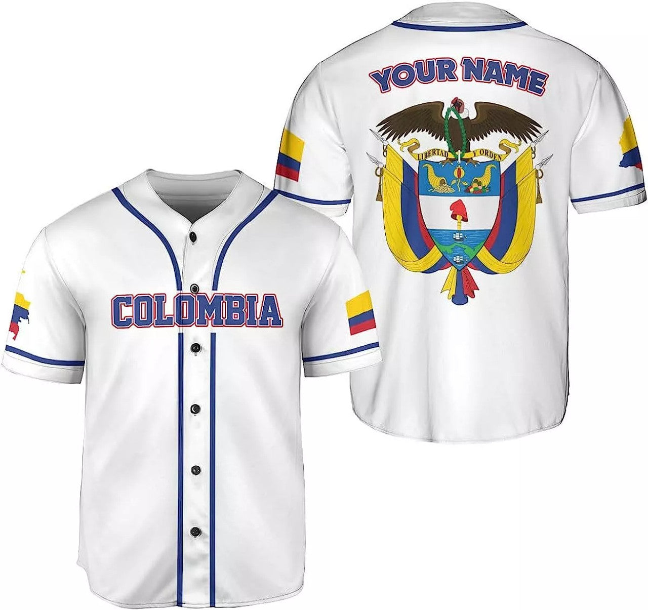 Custom Personalized Colombia Baseball Jersey Shirt Colombian Flag Jersey, Colombian Pr