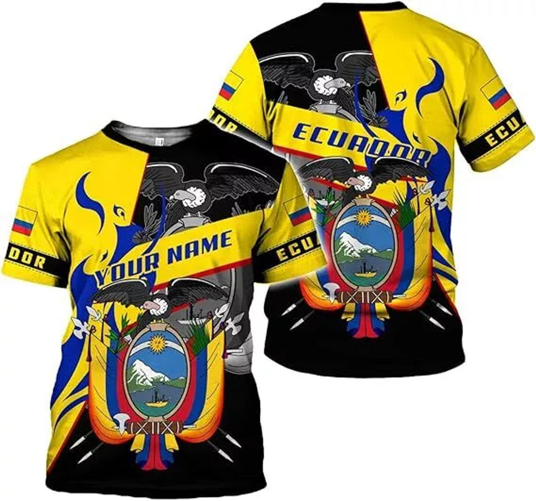Custom Ecuador Shirt 3D, Ecuador Ecuadorian Flag Pride Gift T-Shirt, Ecuador Shirts