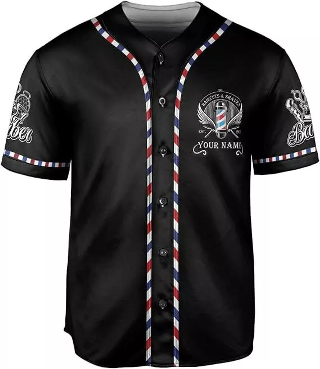 Custom Personalized Barber Shop Baseball Jersey Custom Name Shirt 3D for Men Women