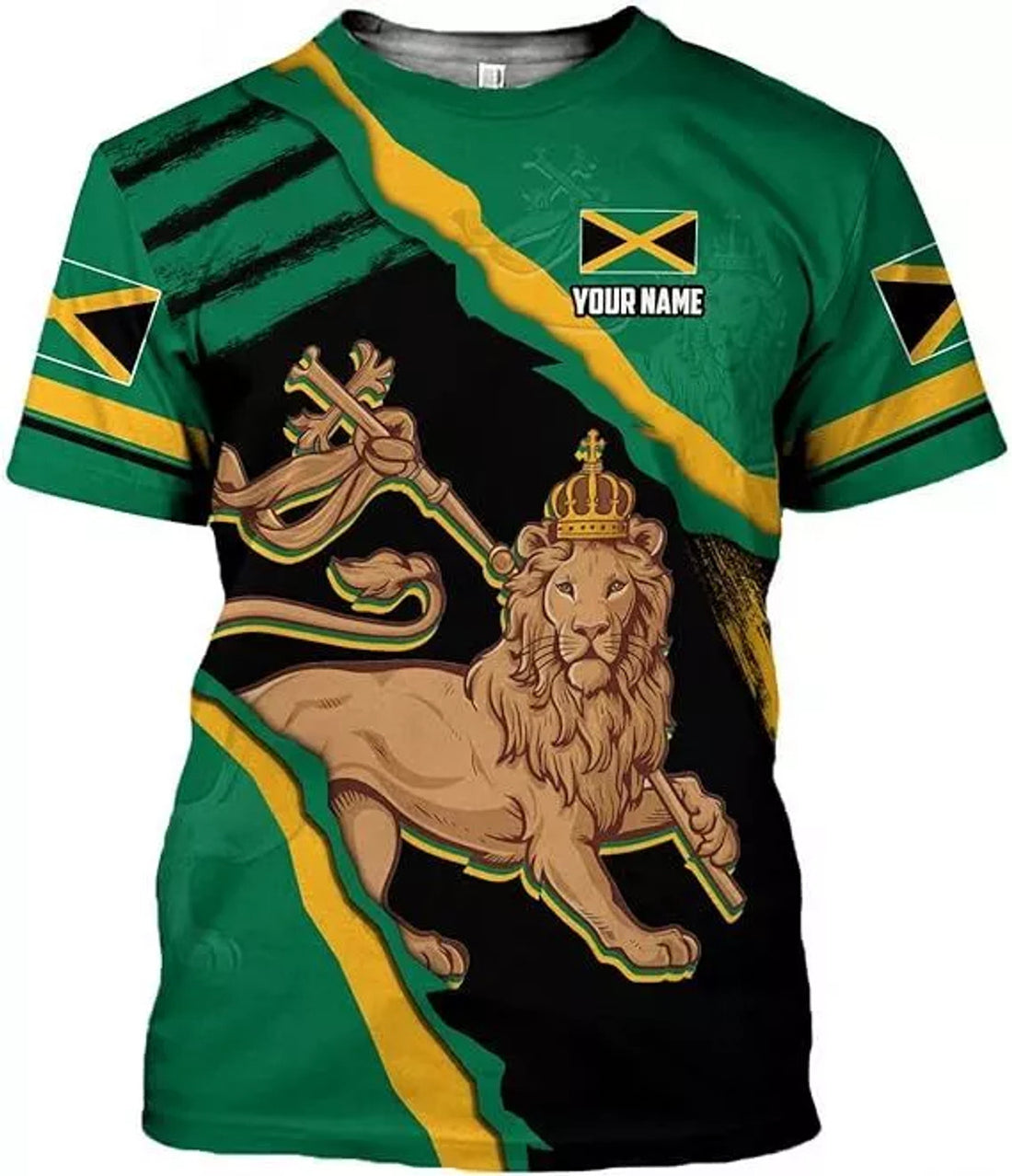 Custom Jamaica Shirt 3D Custom Jamaica Flag Lion Shirt for Men Women Jamaican Pride