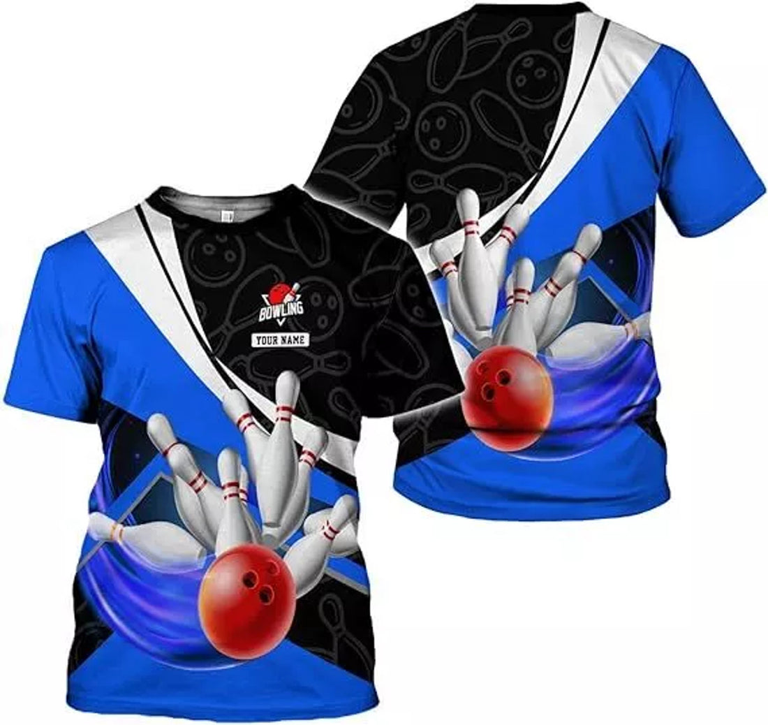 Customize Name Team Name Bowling Uniform Bowling Team Gift Unisex 3D T-shirt Size