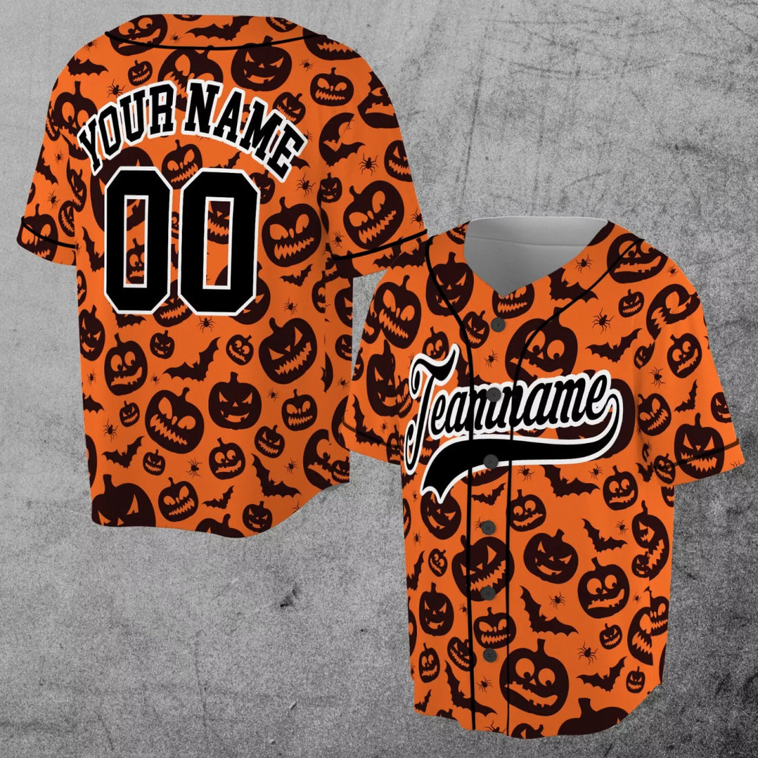 Custom Funny Halloween Pumpkin Bat Spider Pattern Gift 3D Baseball Jersey Size S-5XL