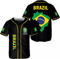 Custom Personalized Brazil Baseball Jersey Shirt, Brasil Brazilian Flag Bandeira