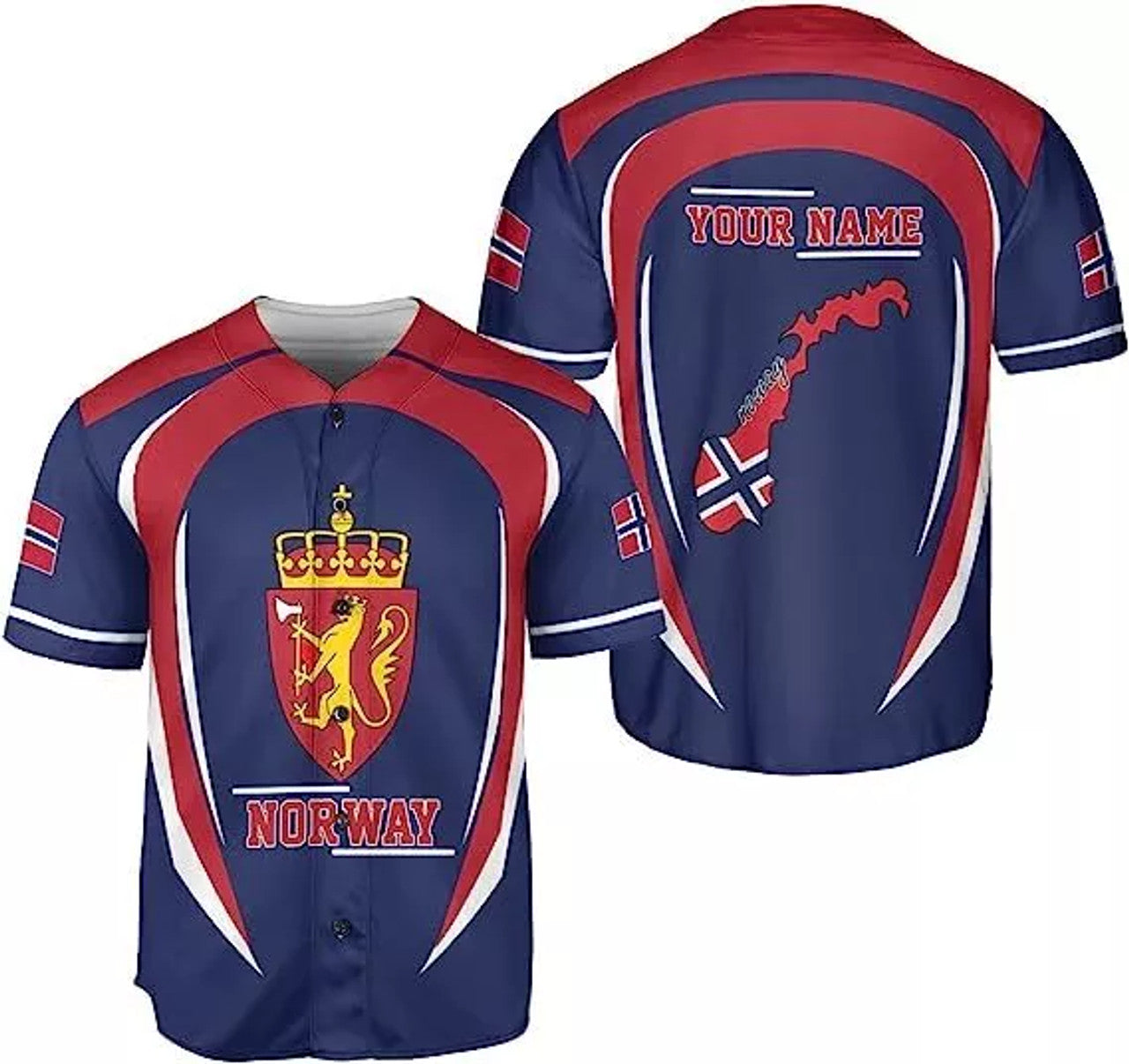 Custom Personalized Norway Baseball Jersey Shirt Norwegian Pride Flag Roots Norwegian