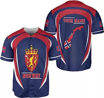Custom Personalized Norway Baseball Jersey Shirt Norwegian Pride Flag Roots Norwegian