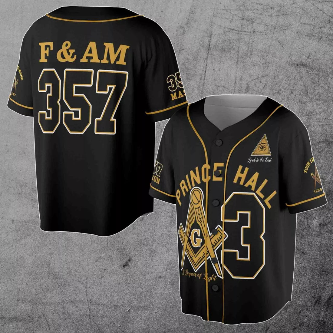 Custom Number And Name Freemasonry Prince Hall 357 F&AMBaseball Jersey Shirt Size S-5XL