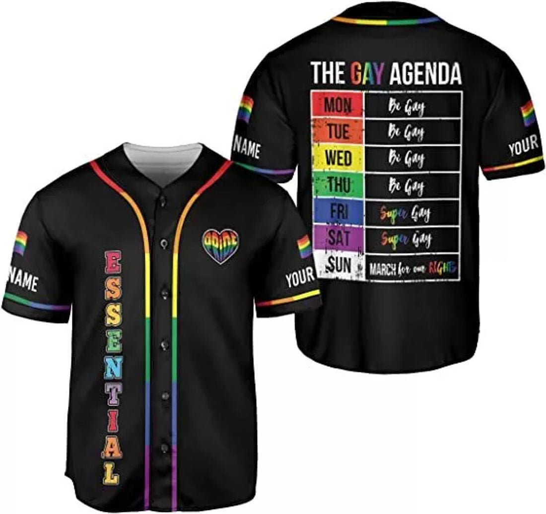 Custom Personalized LGBT Pride Baseball Jersey, LGBT Flag Rainbow, Baseball Jersey LGBT