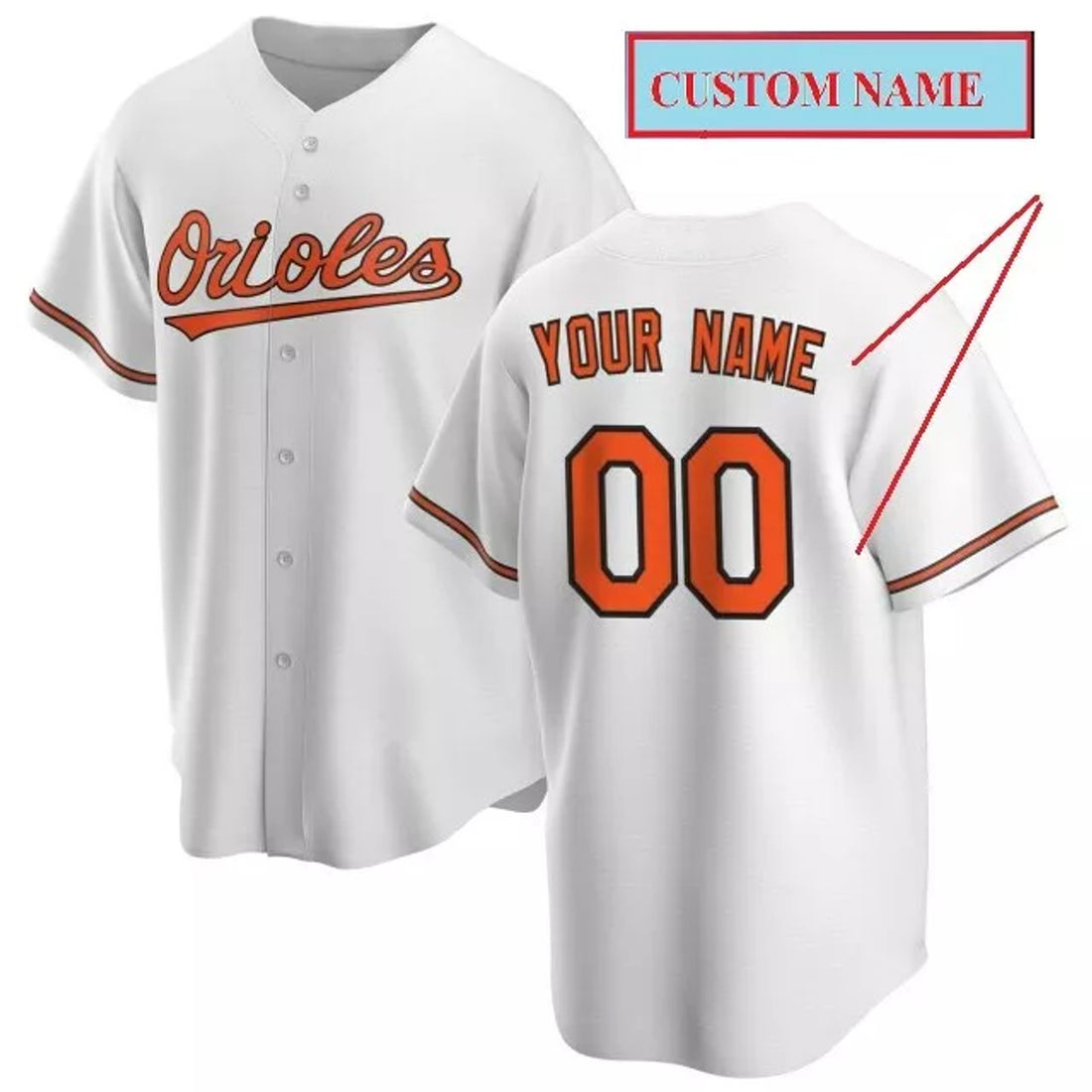 Custom Name Number Orioles Fan Made Baseball Jersey Print White Color S-5XL
