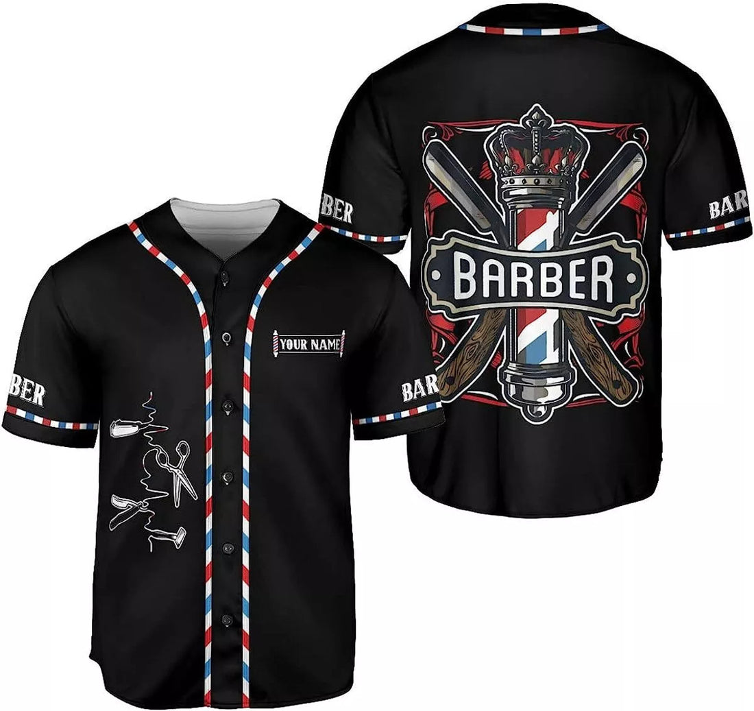 Custom Personalized Baber Shop Baseball Jersey, Hairdresser Baseball Jersey