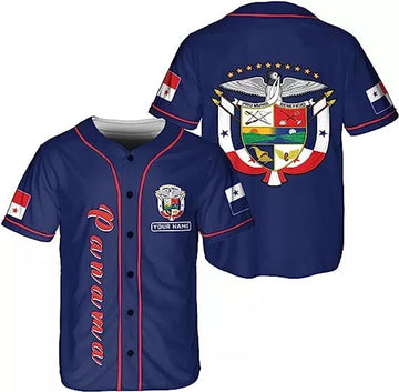 Custom Name Panama Baseball Jersey Camisa Shirt, Panamanian Flag Jersey, Panama