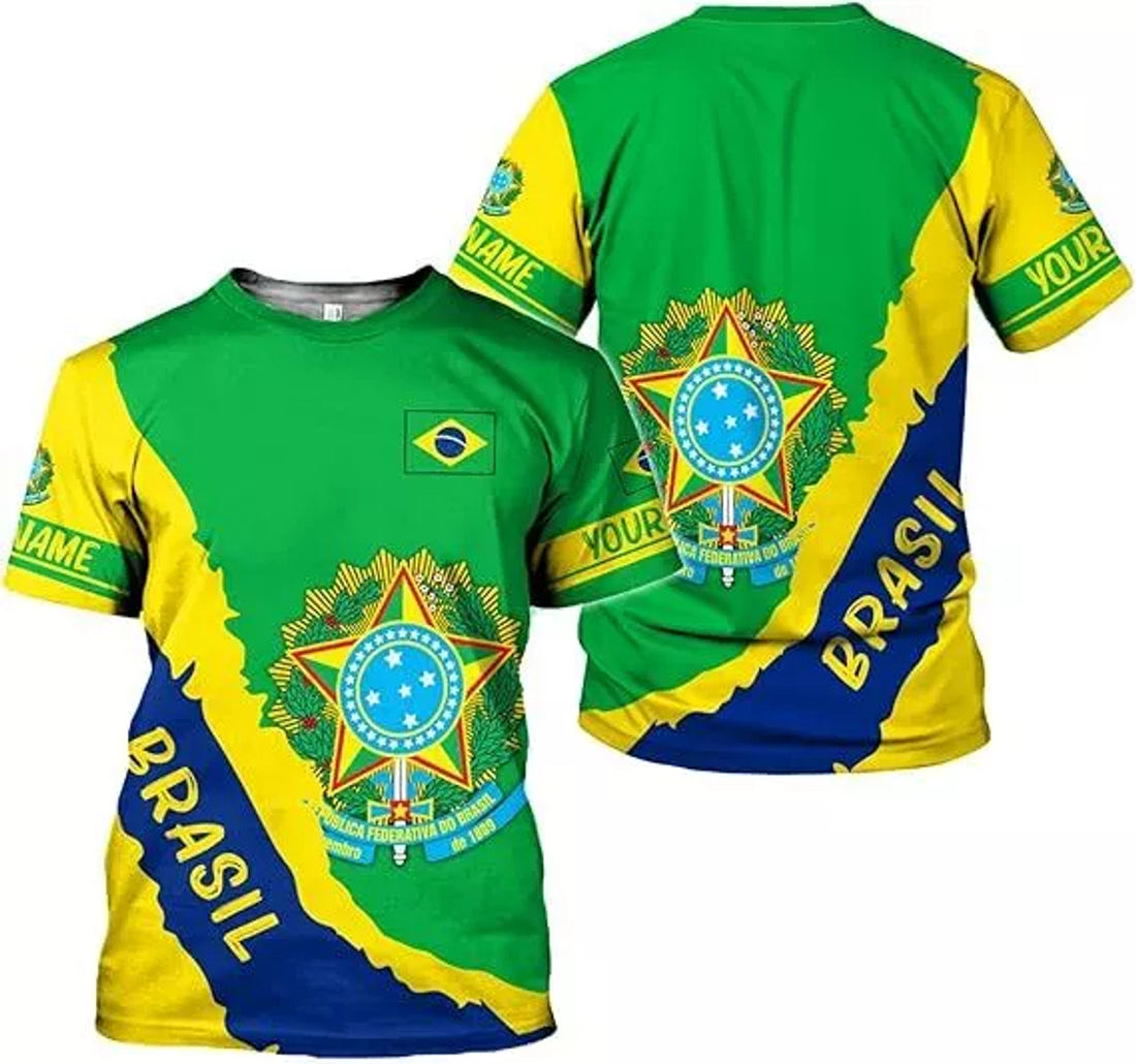 Custom Brazil Shirt 3D Brasil Shirt Flag Brazilian Shirt for Men Brazil Pride