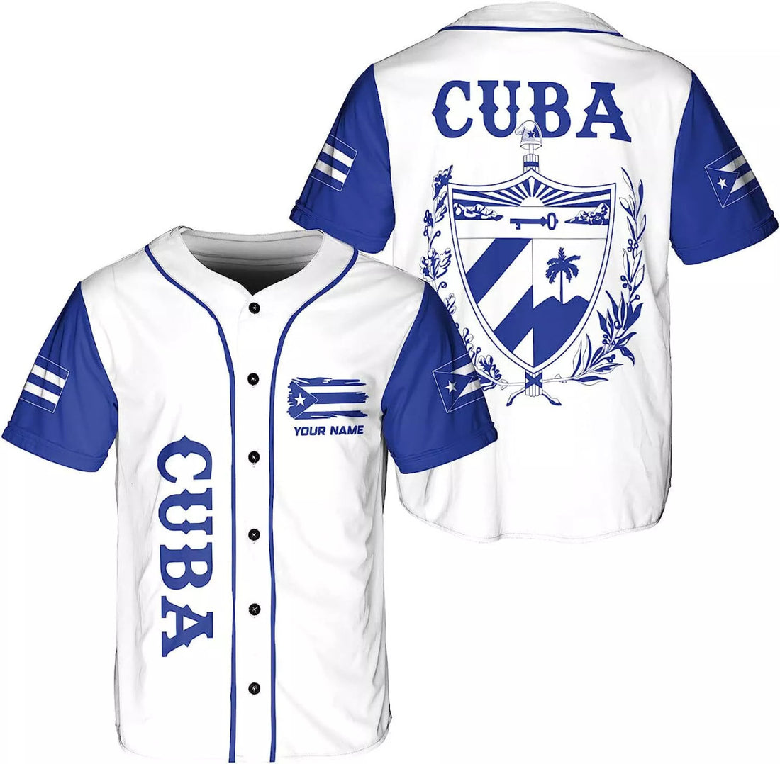 Custom Personalized Cuba Baseball Jersey Shirt, Cuba Flag Jersey Cuban Jersey for Men