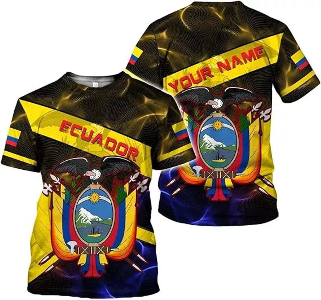 Custom Ecuador Shirt 3D, Ecuador Ecuadorian Flag Pride Gift T-Shirt