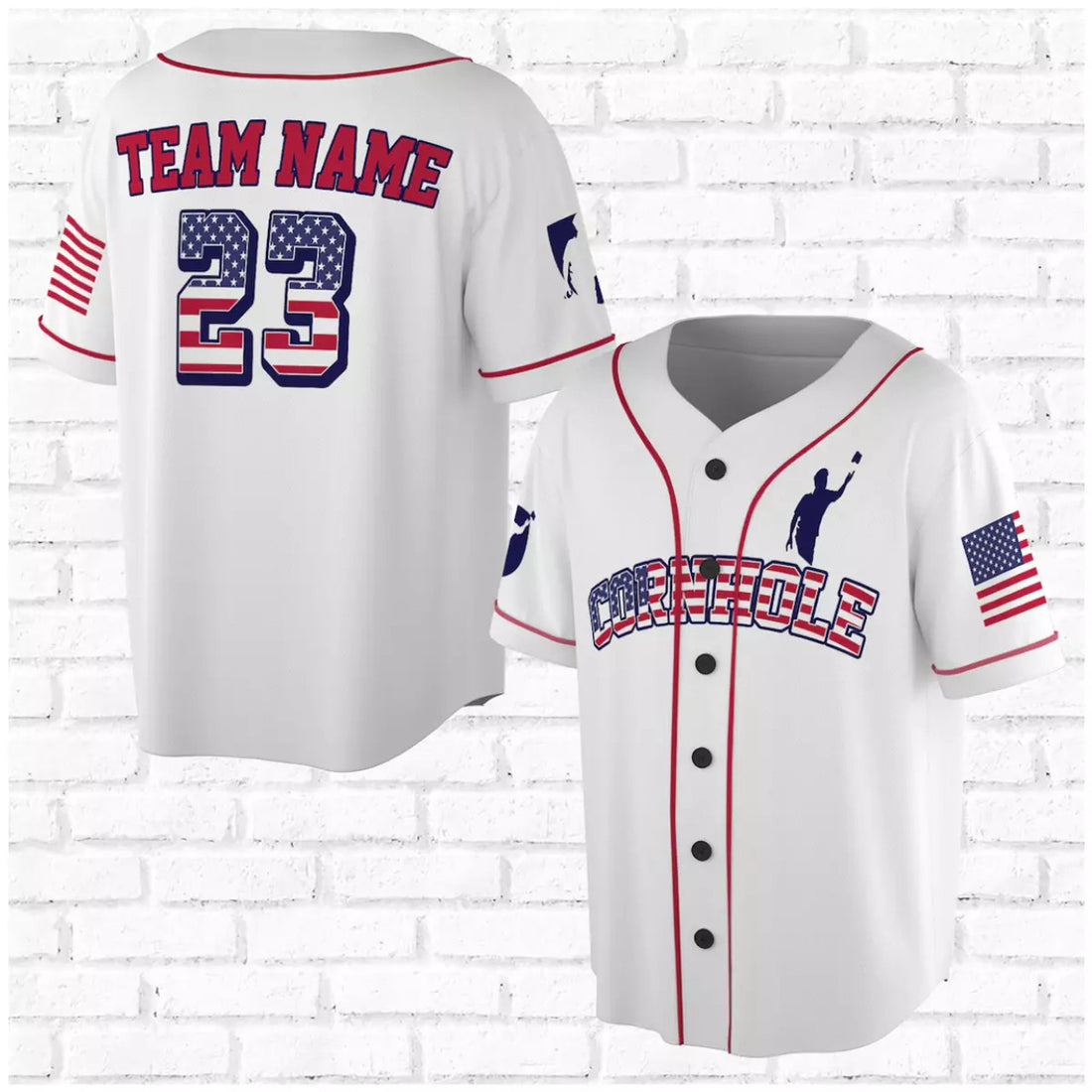 Custom Name Number Cornhole Flag 3D All Over Print Baseball Jersey S-5XL