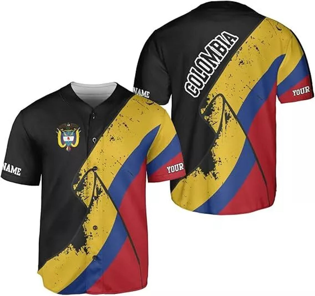 Custom Colombia Baseball Jersey Custom Colombia Flag Jersey Shirts for Men Women