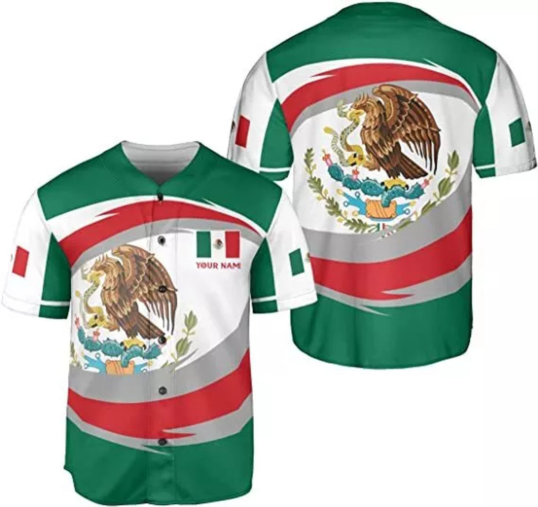 Custom Name Mexico Mexican Baseball Shirt Customized Team Name Mexican Aztec Baseball Jersey