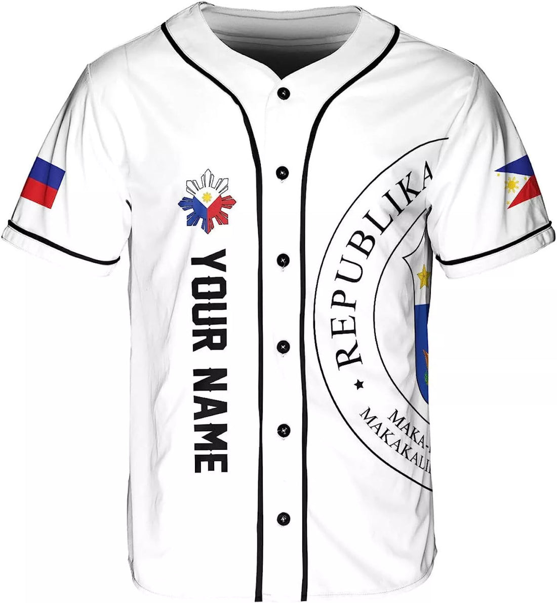 Custom Personalized Philippines Baseball Jersey, Filipino Flag Baseball Jersey, Philipp