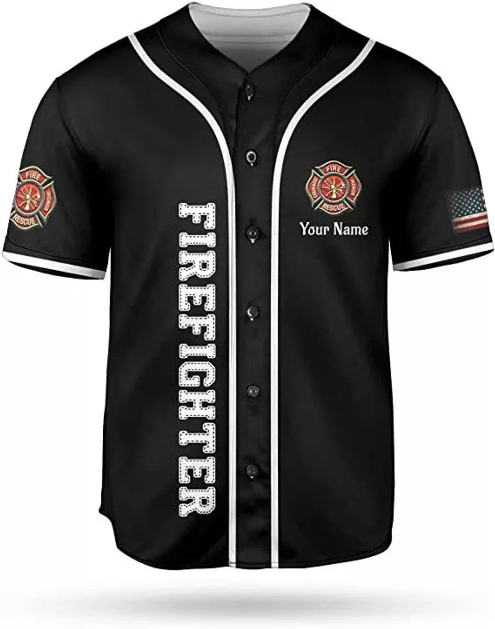 Custom Personalized Firefighter Baseball Jersey Thin Red Line Fire Man Gift, Firefight