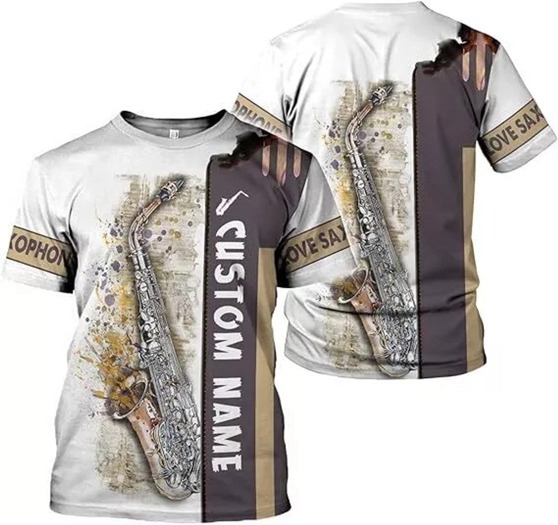 Custom Musical Saxophone T-Shirt 3D Instrument Hoodie For Men 3D Saxophone