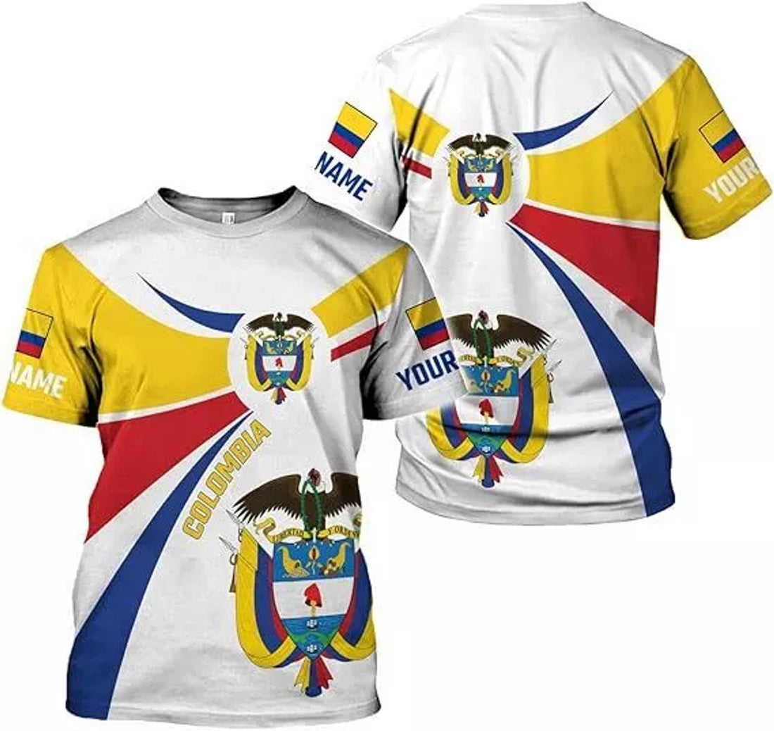 Custom Colombia Shirts Colombia Flag Shirt Colombian T-Shirt for Men Colombian T-Shirt