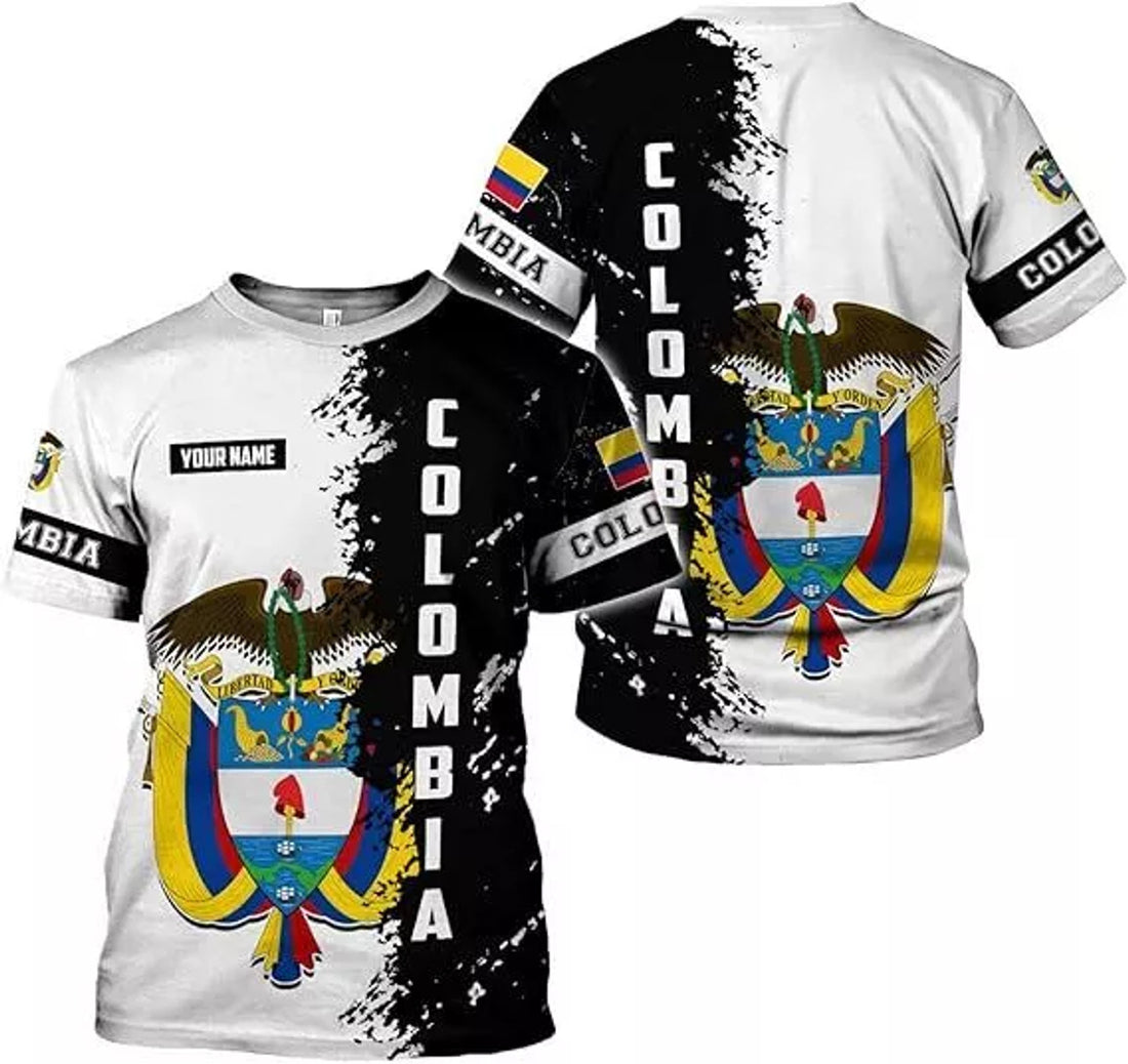 Custom Colombia Shirts Colombia Flag Shirt Colombian T-Shirt for Men Colombian