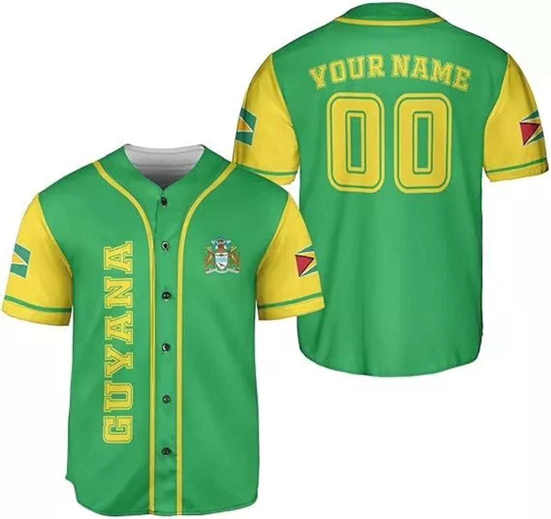 Custom Guyana Shirts Guyana Pride Baseball Jersey Guyanese Guyana Flag Jersey