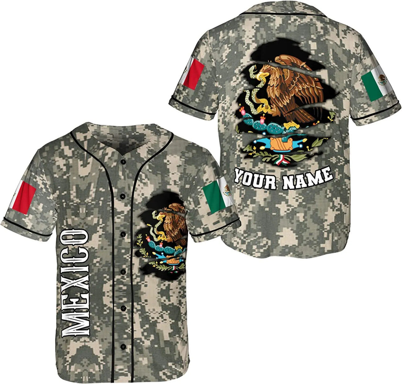 Custom Name Mexico Mexican Eagle AOP Baseball Jersey Unisex XS-5XL Mexico B