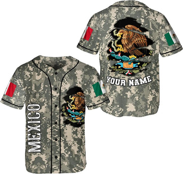 Custom Name Mexico Mexican Eagle AOP Baseball Jersey Unisex XS-5XL Mexico B