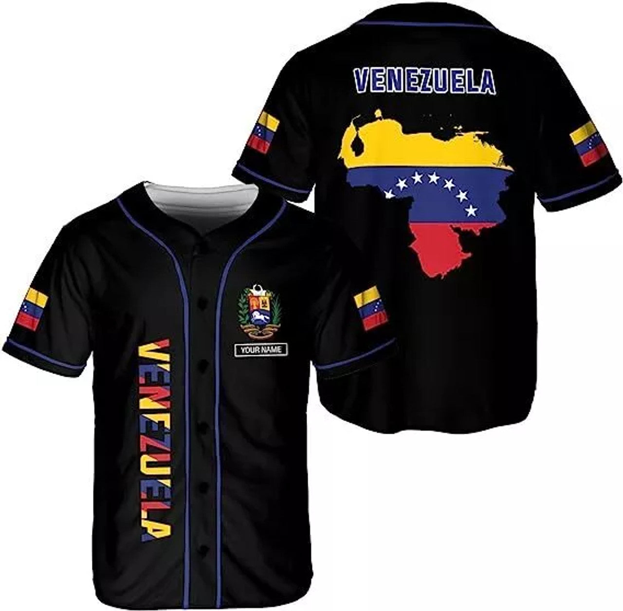 Custom Name Venezuela Baseball Jersey Proud Venezuelan Flag Jersey for Men Wome