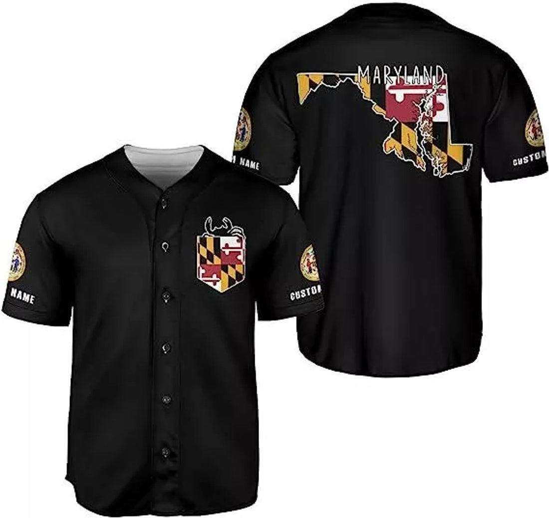 Custom Maryland State Pride Flag Baseball Jersey Shirt