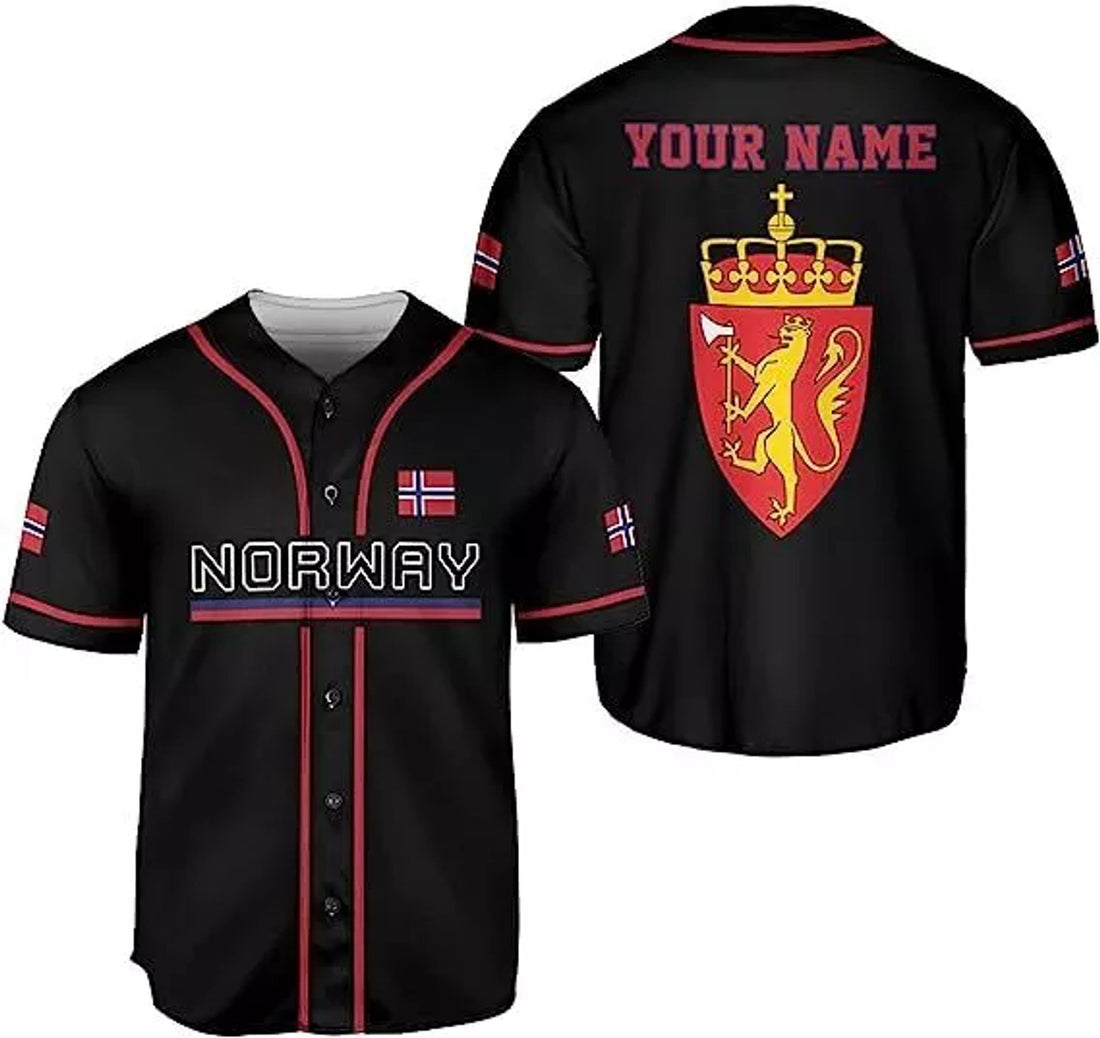 Custom Norway Baseball Jersey Shirt, Norwegian Pride Flag Roots Norwegian