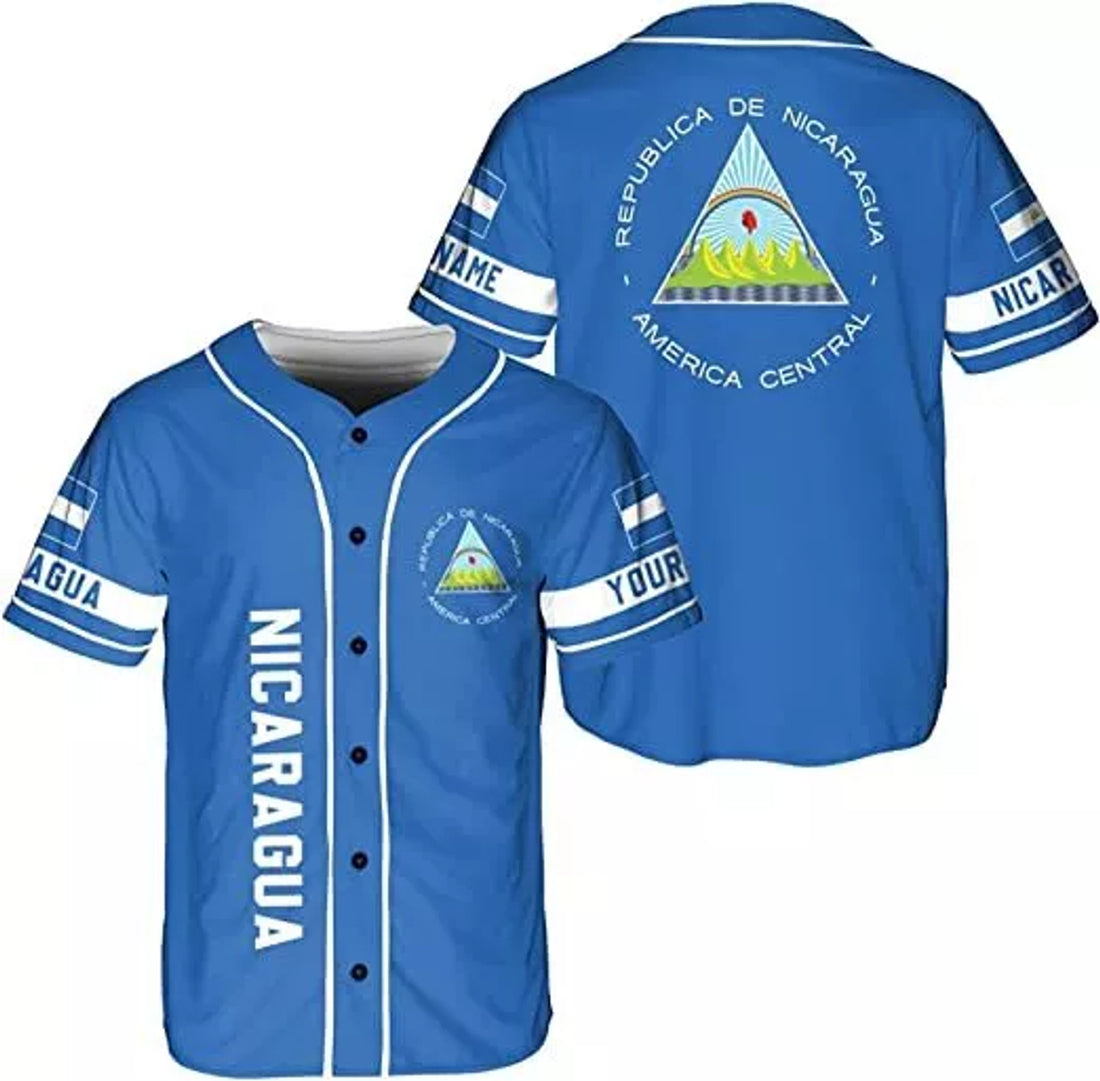 Custom Personalized Nicaragua Baseball Jersey Shirt, Nicaraguan Camisas Shirts Nicaragua