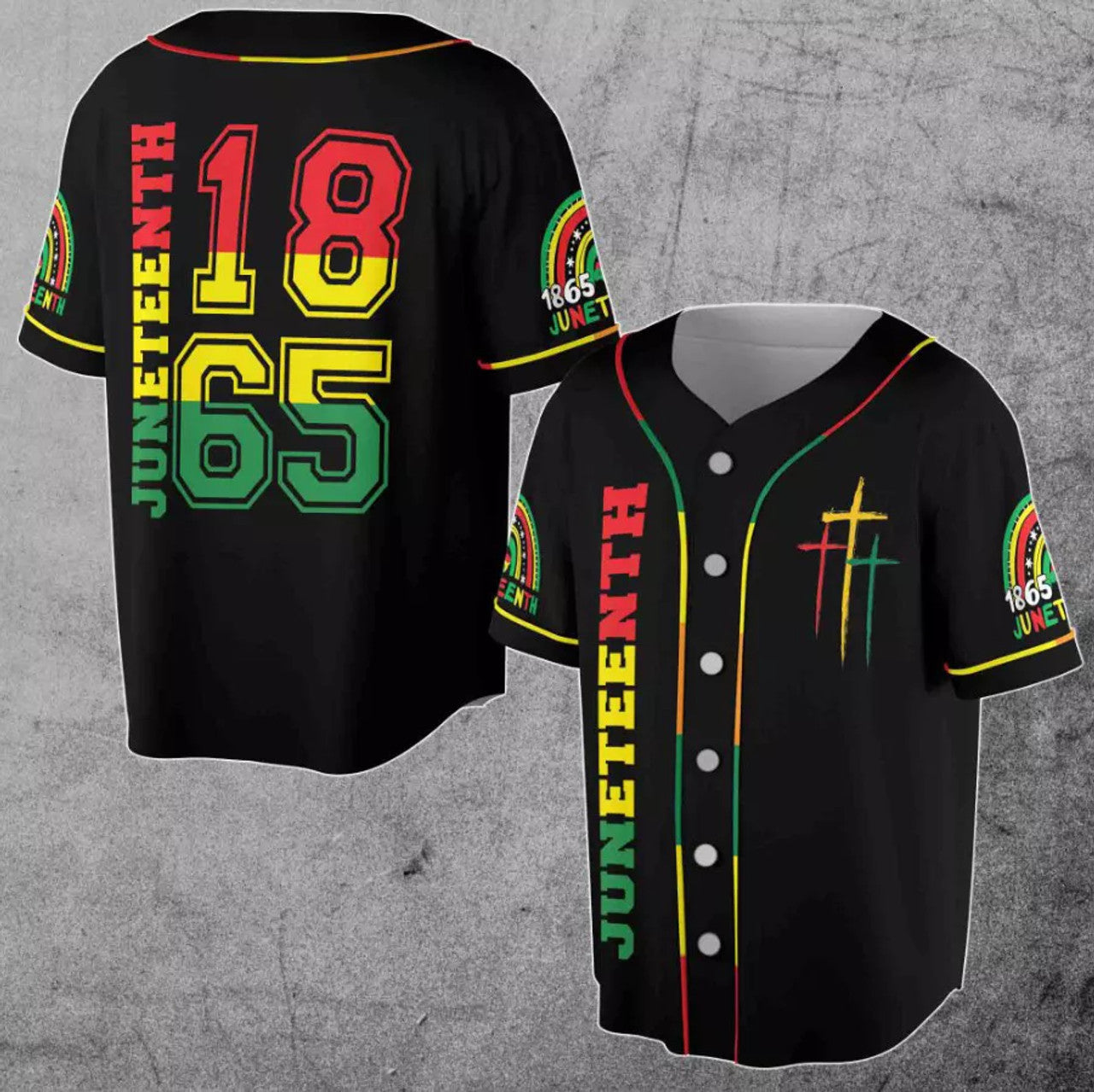 Black History 1865 Juneteenth Flag Independence Day Cross 3D Baseball Jersey Siz