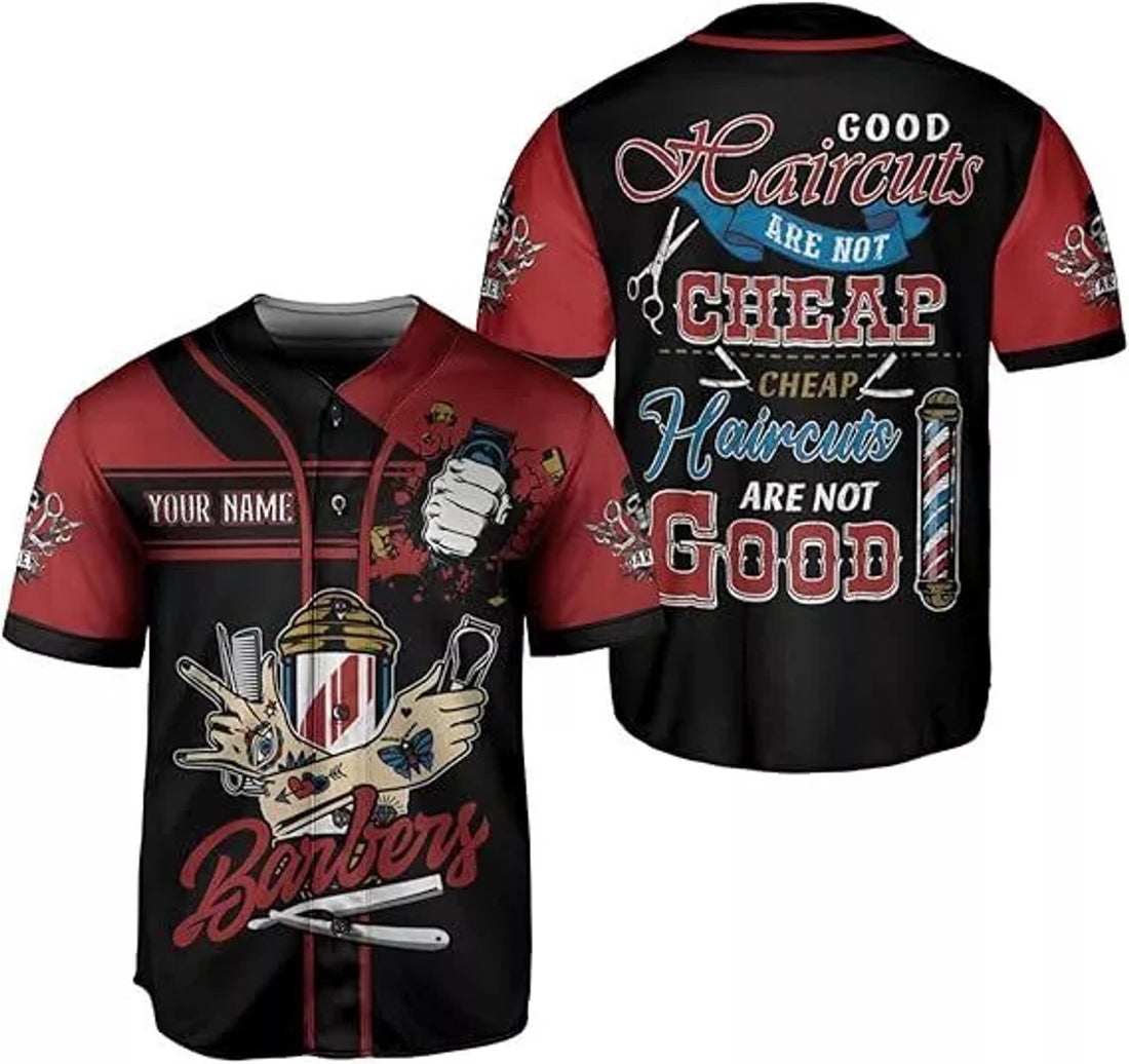 Custom Barber Shop Baseball Jersey Custom Name Shirt 3D Scis