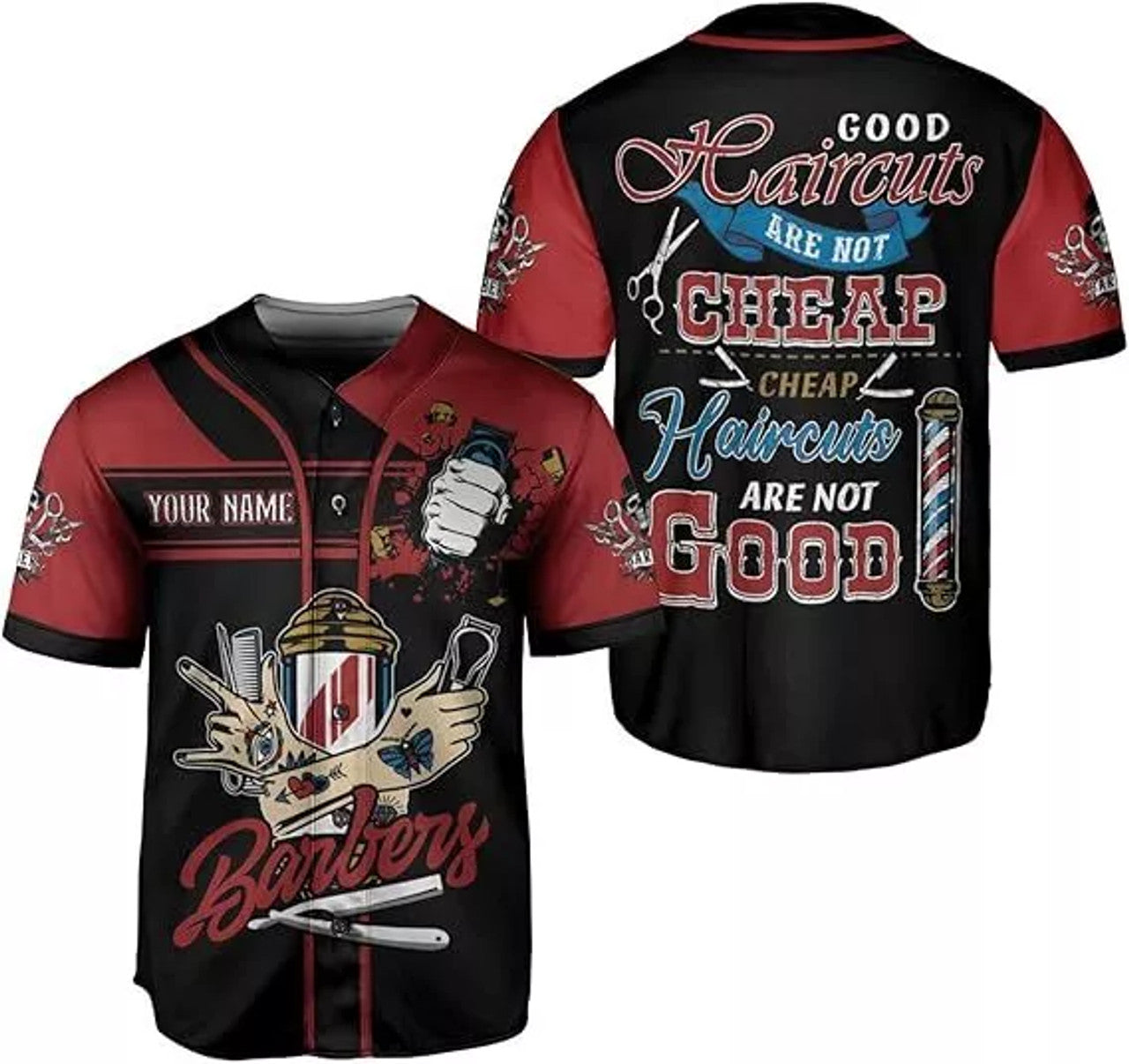Custom Barber Shop Baseball Jersey Custom Name Shirt 3D Scis