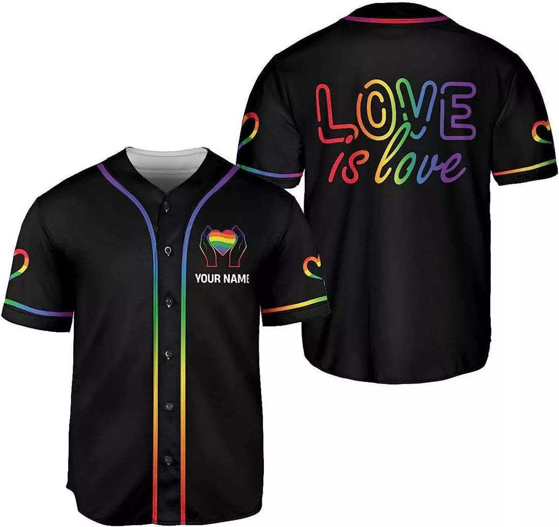 Custom Personalized Name LGBT Love Pride Baseball Jersey Shirt, LGBT Rainbow Sh