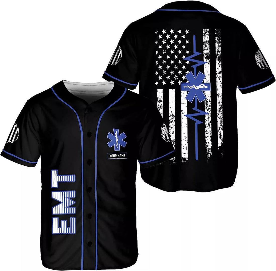 Custom Personalized EMT EMS Baseball Jersey Shirt Customized EMS Shirts Paramedic Unifo