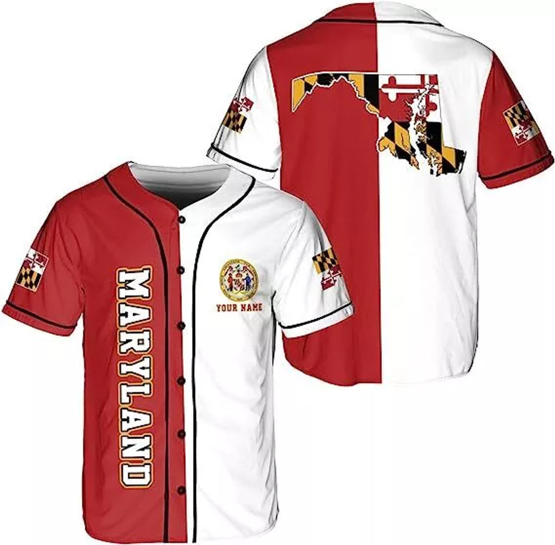 Custom Maryland State Pride Flag Baseball Jersey Shirt, Maryland Crab Shir