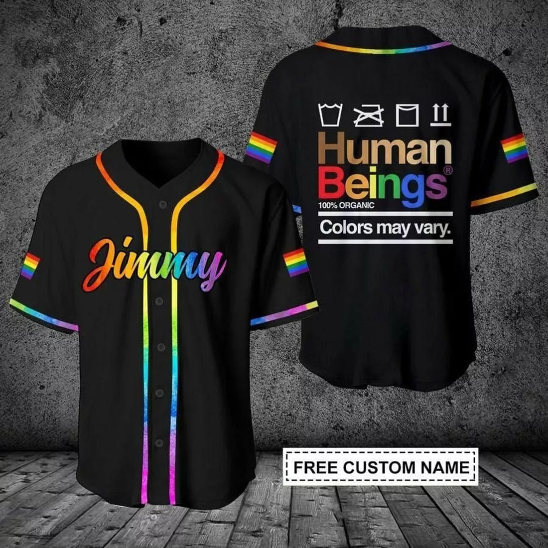 Lgbt Human Beings Color May Vary Custom Name Baseball Jersey Shirt 3d s 5xl Men