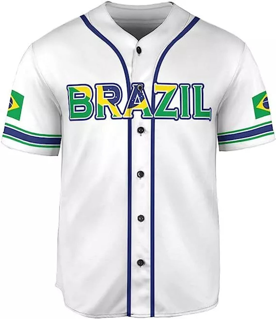 Custom Personalized Brazil Baseball Jersey Shirt, Brasil Brazilian Flag Bandera Bandeira