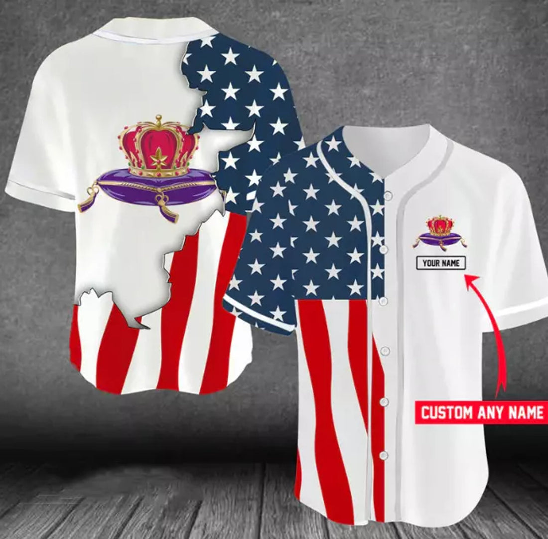 Custom Whisky Crown Royal US Flag Custom Name Baseball Jersey