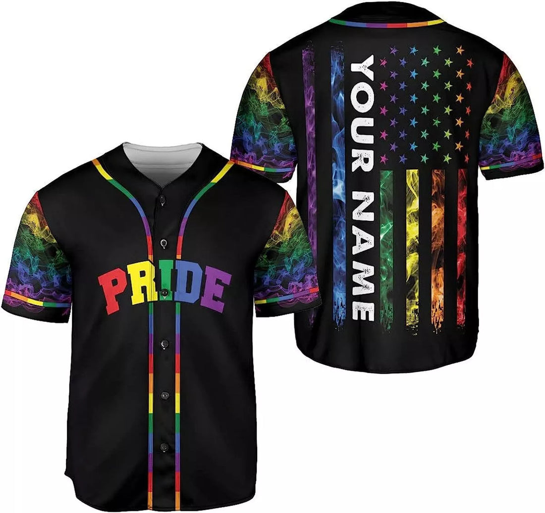Custom Name LGBT Pride Baseball Jersey Pride Hand LGBT Flag Jersey, Rainbow Les