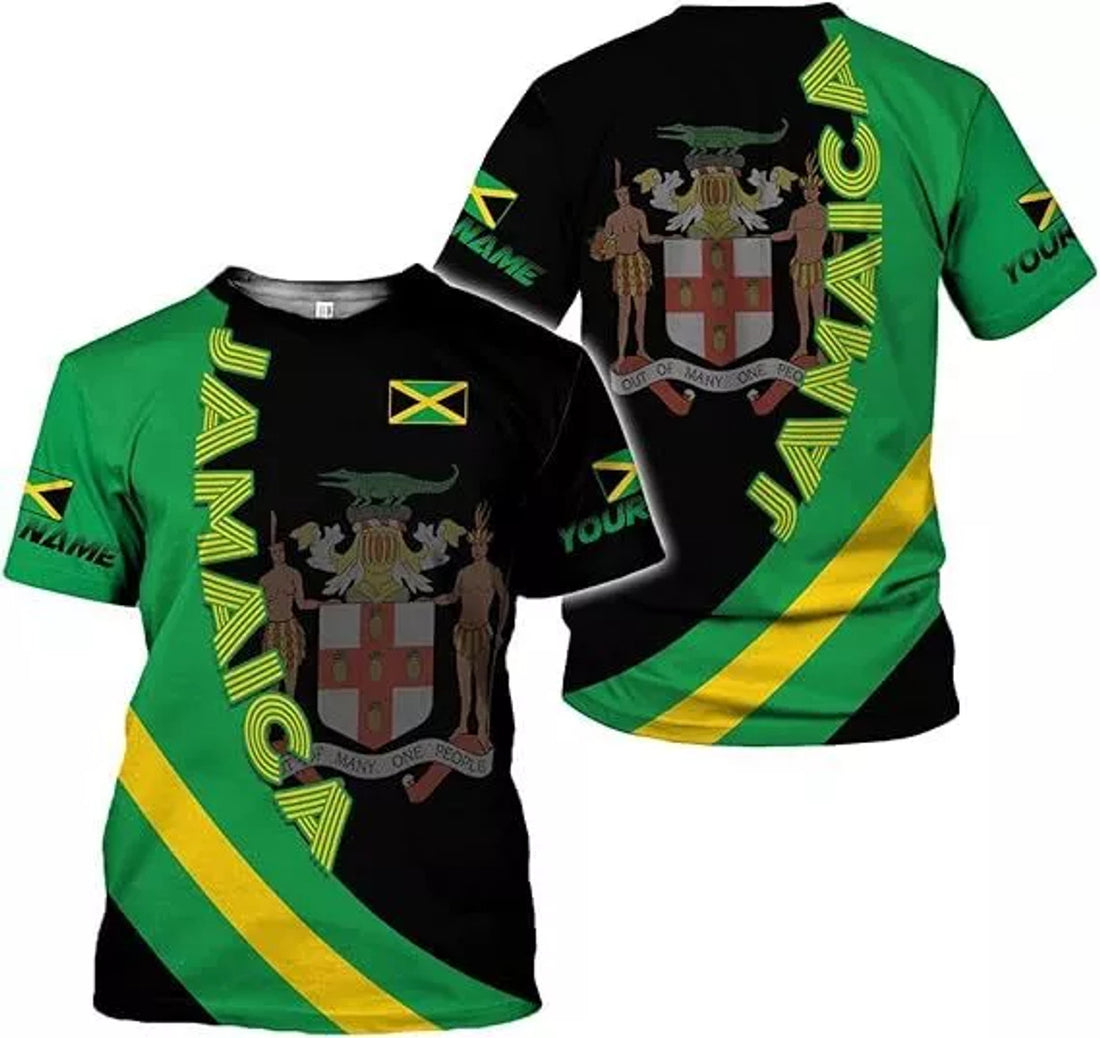 Custom Jamaica Flag Lion Shirt for Men Women Jamaican Pride 3D T-Shirt