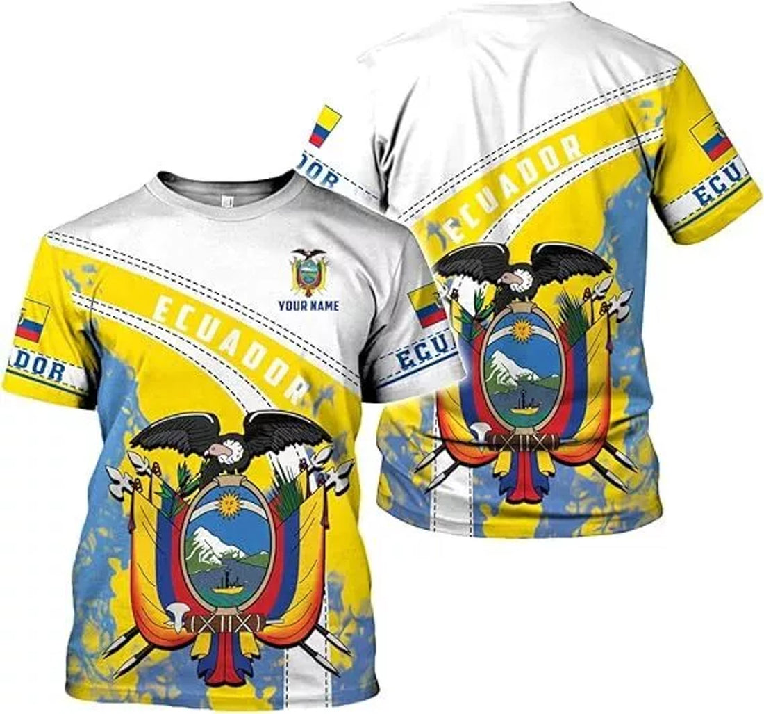 Custom Ecuador Shirt 3D, Ecuador Ecuadorian Flag Pride Gift T-Shirt, Ecuador Shirt