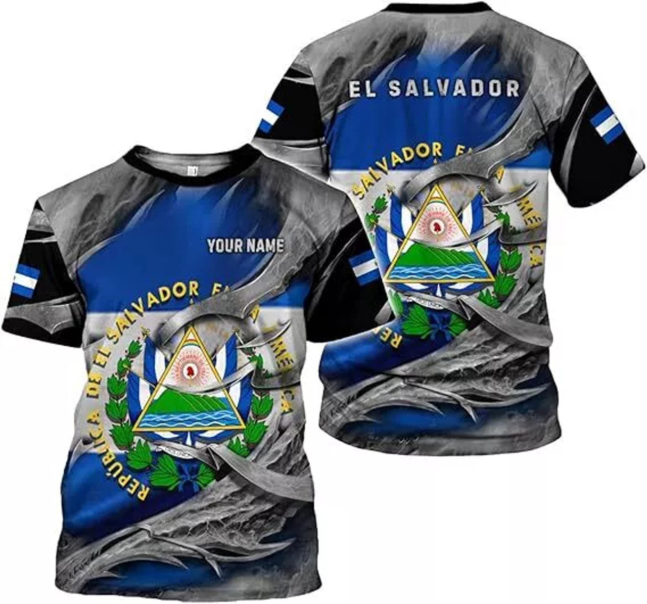 Custom El Salvador Shirt 3D, El Salvador Flag Shirt for Men Women, El Salvador T-Shirt 3D