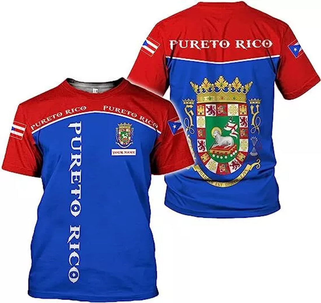 Custom Personalized Name Puerto Rico T-Shirt 3D, Customized Puerto Rico Shirt for Men
